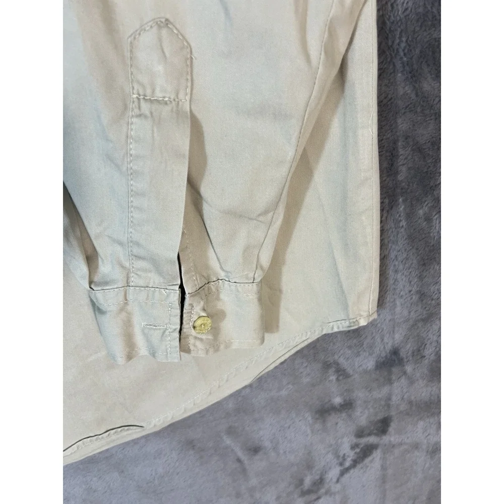 Levis Jeans Mens Large Long Sleeve Button Down Shirt Khaki Beige Cotton Twill L